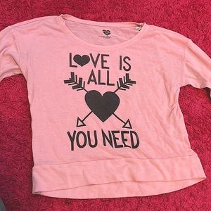 modern lux, pink long sleeve shirt, a large but fits like a medium
